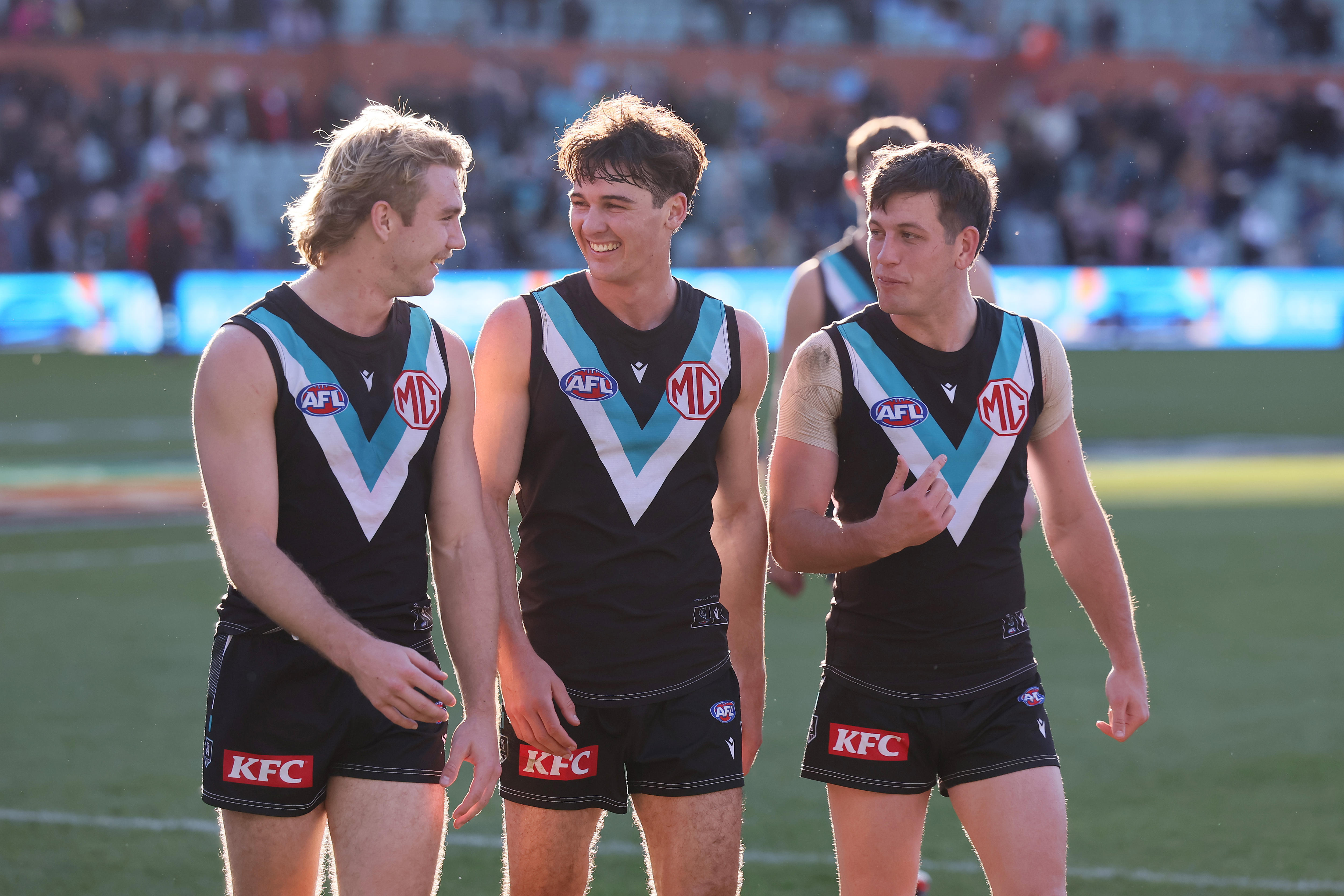 Jason Horne-Francis, Connor Rozee and Zak Butters