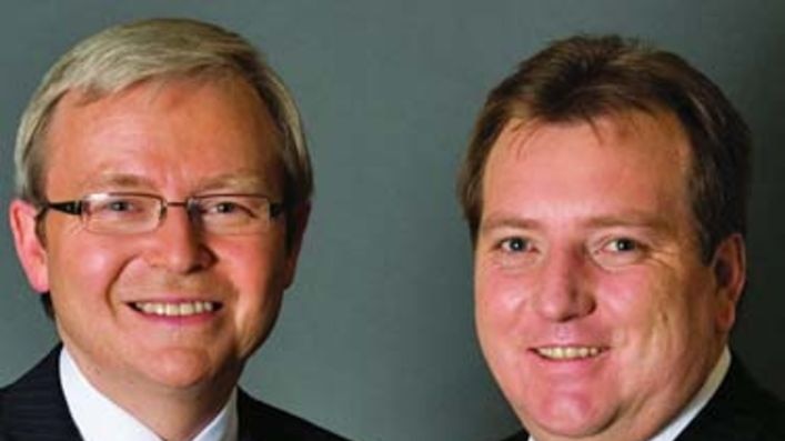 Campaign photo of Prime Minister Kevin Rudd and McEwen candidate, Rob Mitchell