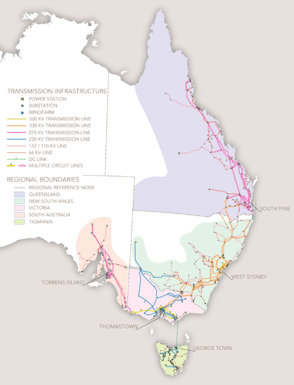 National Electricity Market map