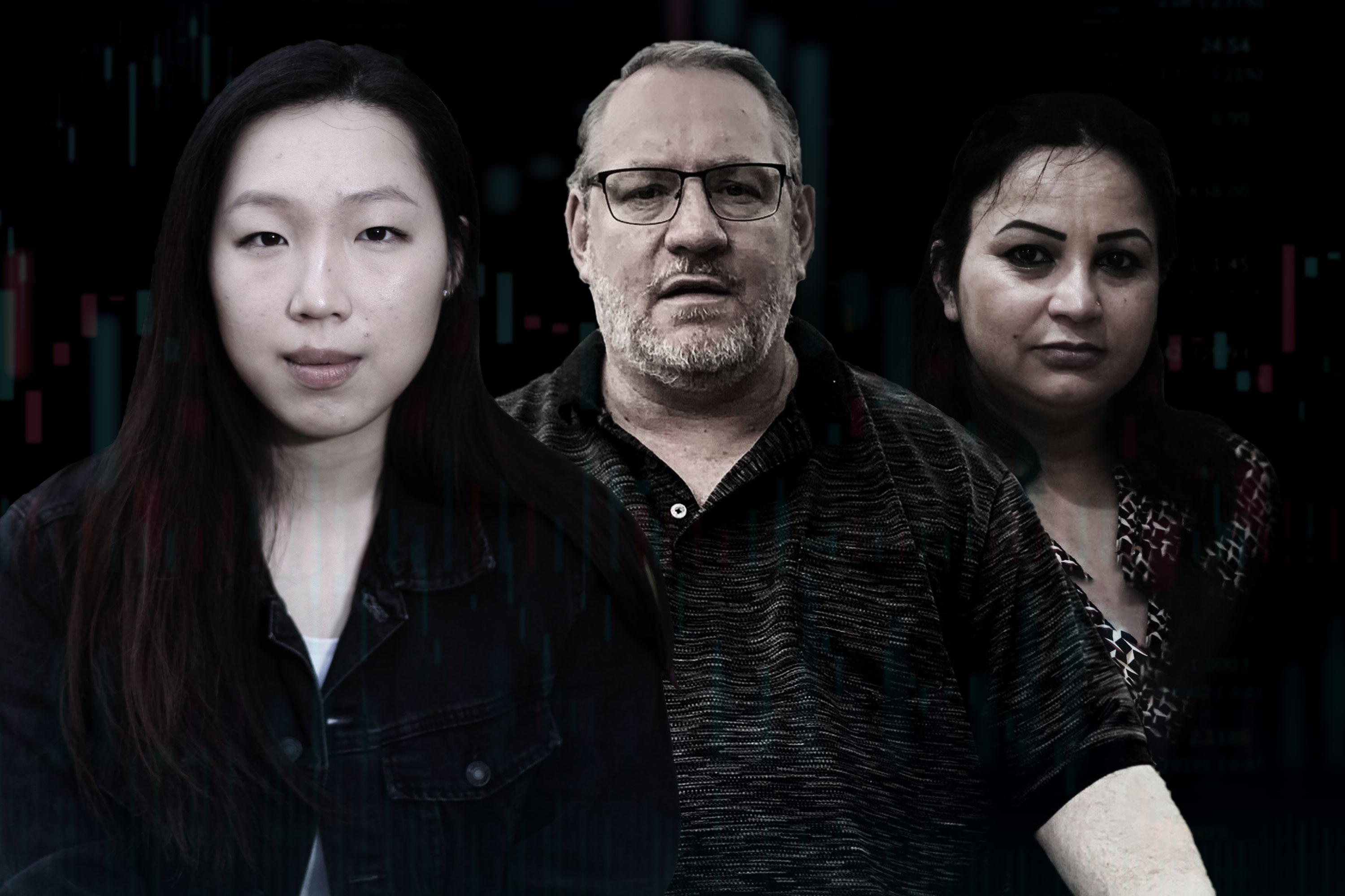 Three workers who were underpaid superannuation in montage picture.