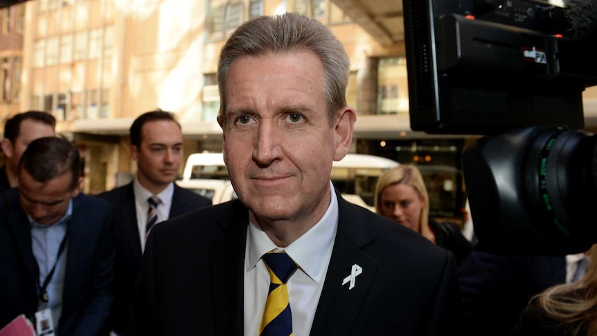 Former NSW Premier Barry O'Farrell arrives at the Independent Commission Against Corruption in Sydney.