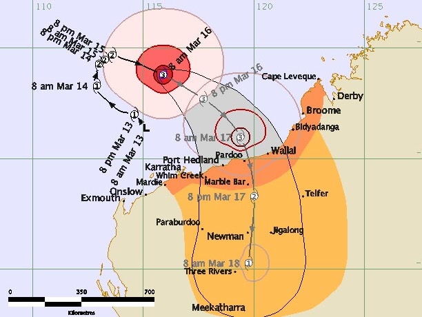 Cyclone Lua graphic issued at 9:05am am on March 16.