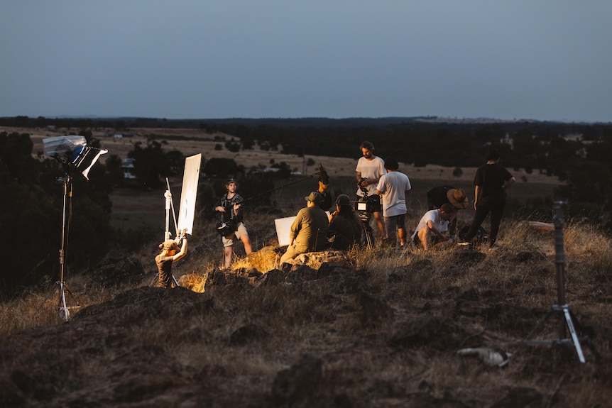 An outdoor film shoot in the Victorian countryside