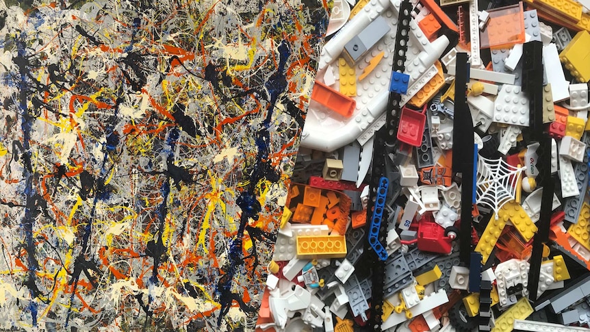 Jackson Pollock's Blue Poles has been recreated with Lego