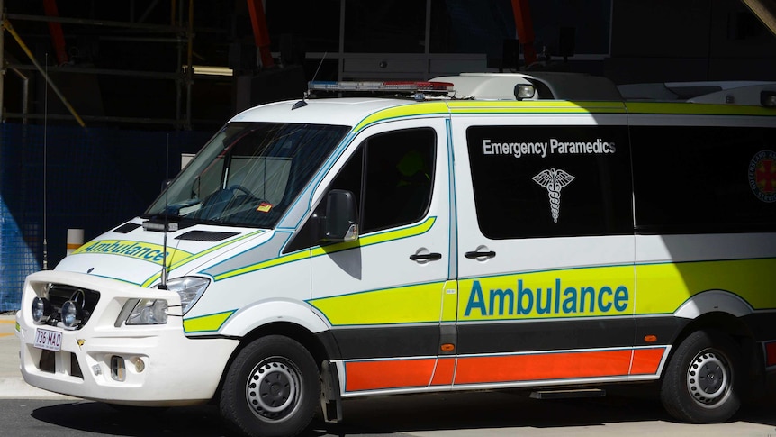 An ambulance parked outside a Queensland hospital.