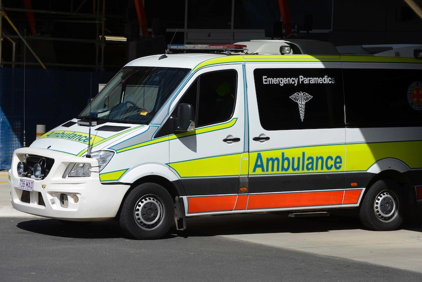 An ambulance parks outside Rockhampton hospital
