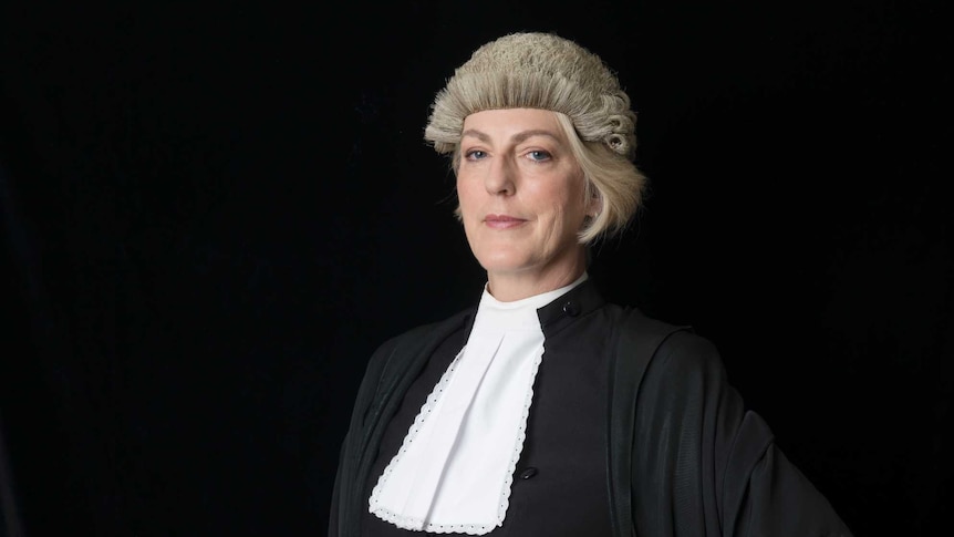 Barrister Jane Needham wearing her robes and wig