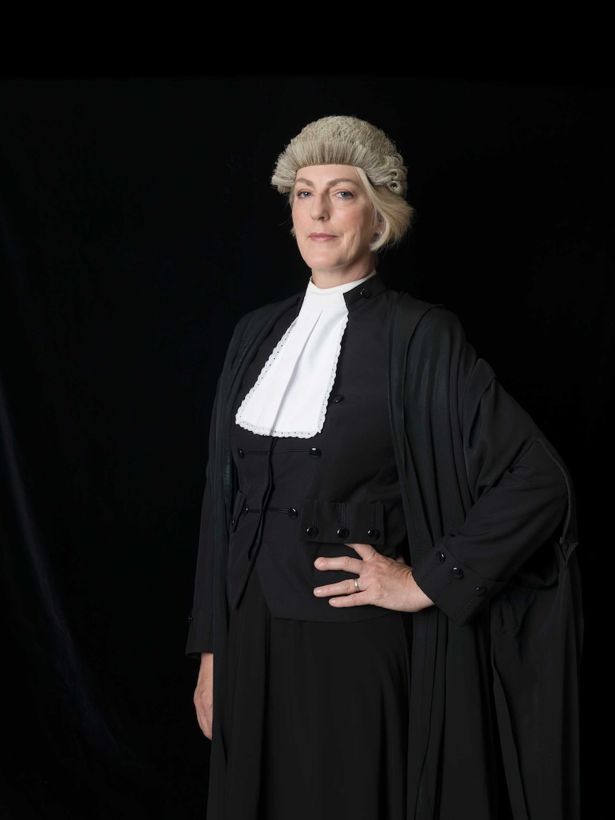 Barrister Jane Needham wearing her robes and wig