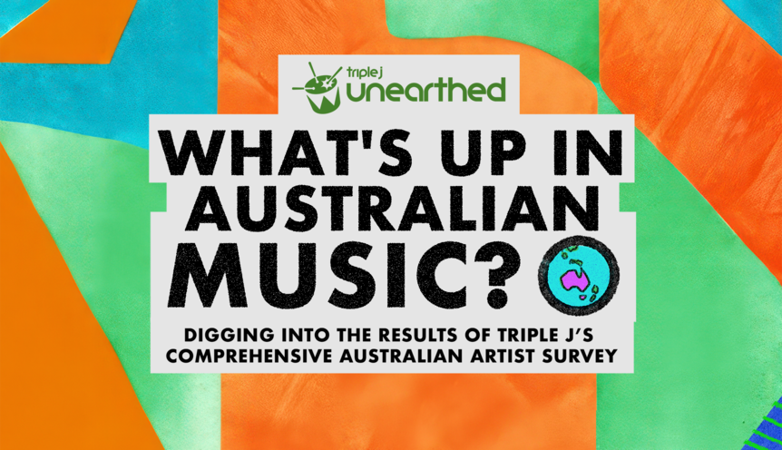 a white sign with black text on what's up in Australian Music