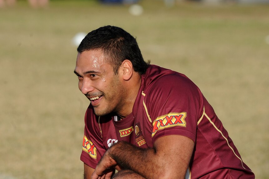 Encouraging signs ... Justin Hodges ran with the Maroons side despite being under an injury cloud.