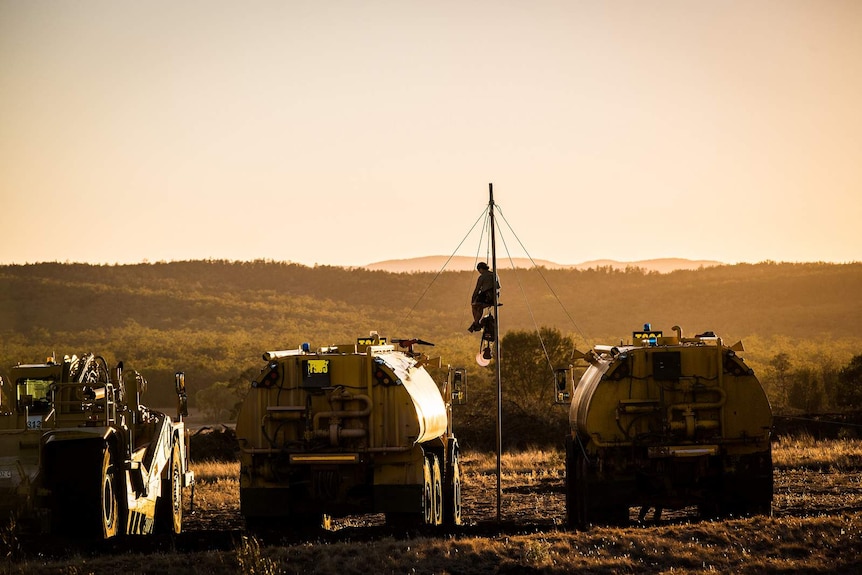 Protester at the Maules Creek mine site in northern NSW.