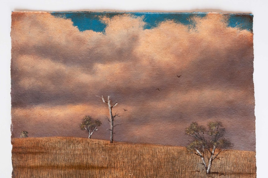 Painting of arid landscape