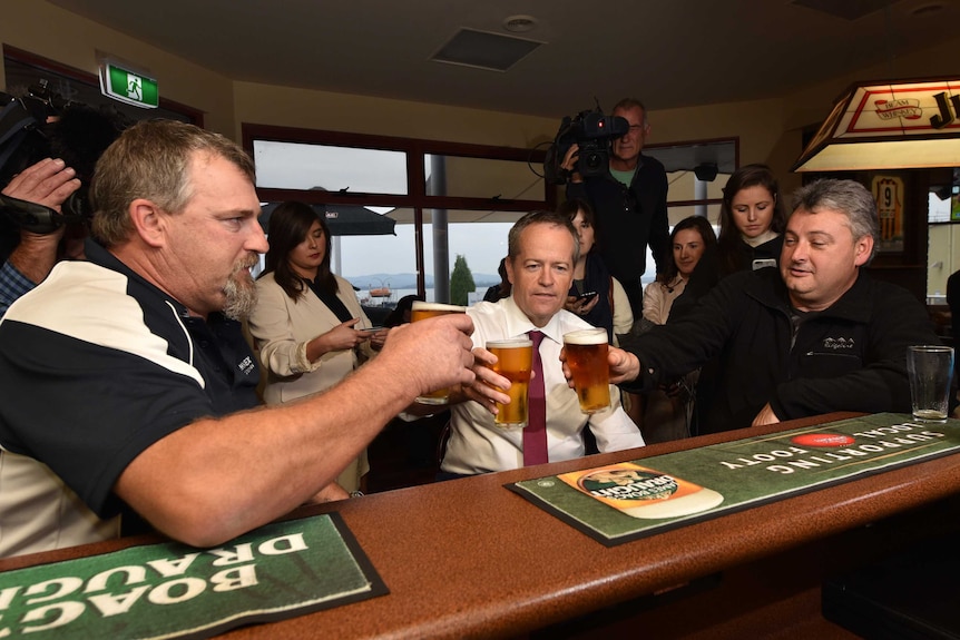 Bill Shorten with Brant Webb and Todd Russell