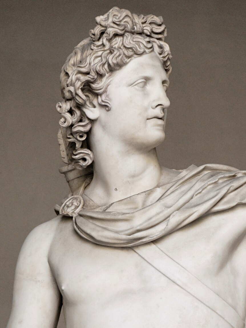 A marble statue of Apollo.