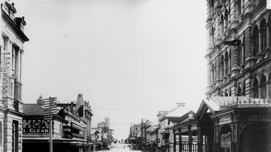 Intersection of Queen and Edward Streets Brisbane during the 1893 flood.jpg