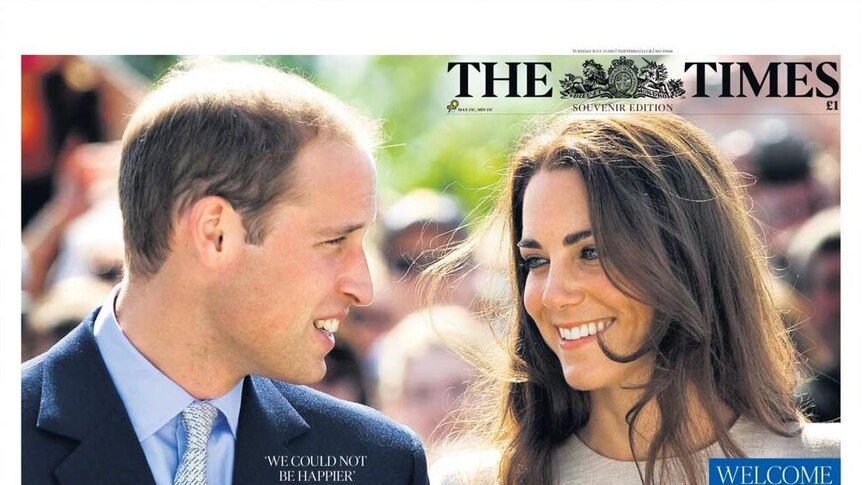 The Times in the UK announcing the birth of a son to Prince William and Catherine