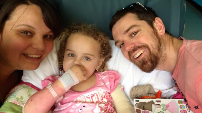 Jazmyn recovering with her mum Sarah and dad Aaron