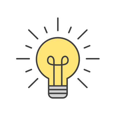 A cartoon light bulb