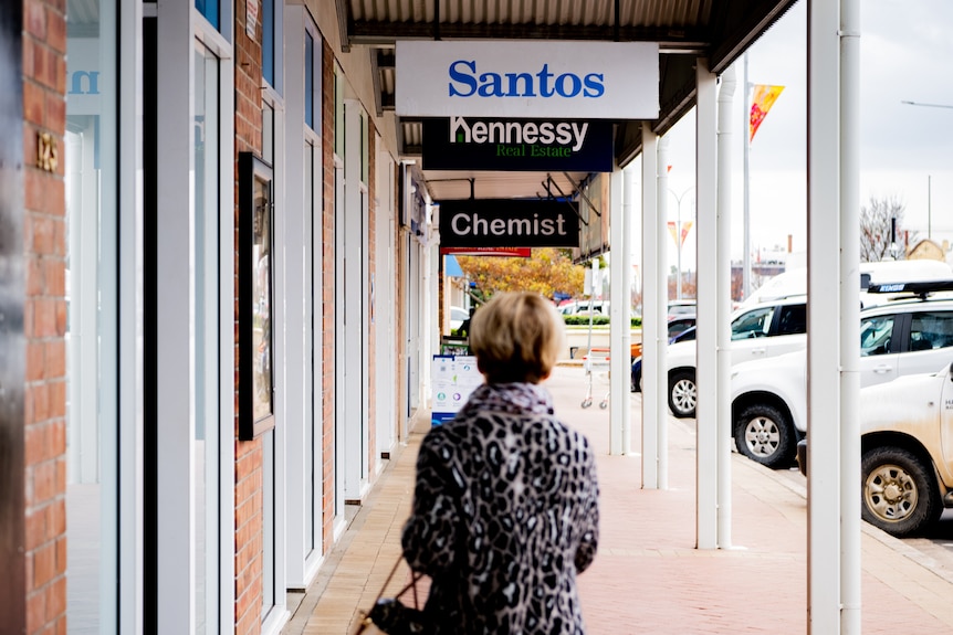 A Santos sign on the street of Narrabri.