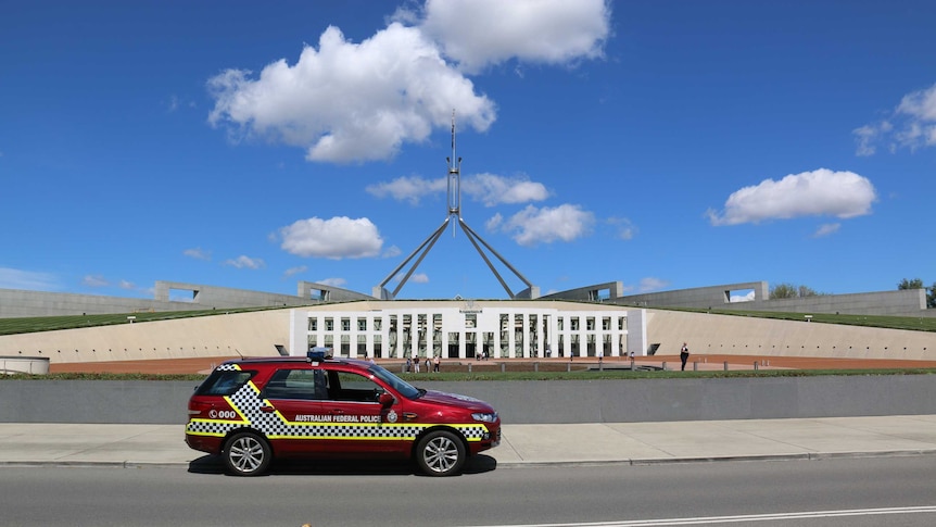AFP car outside Parliament House