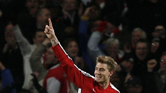 Nicklas Bendtner answered his critics and home fans with a hat-trick.