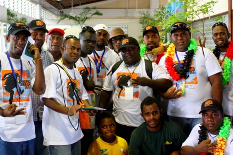 A grup of people in Pacific Break t-shirts.