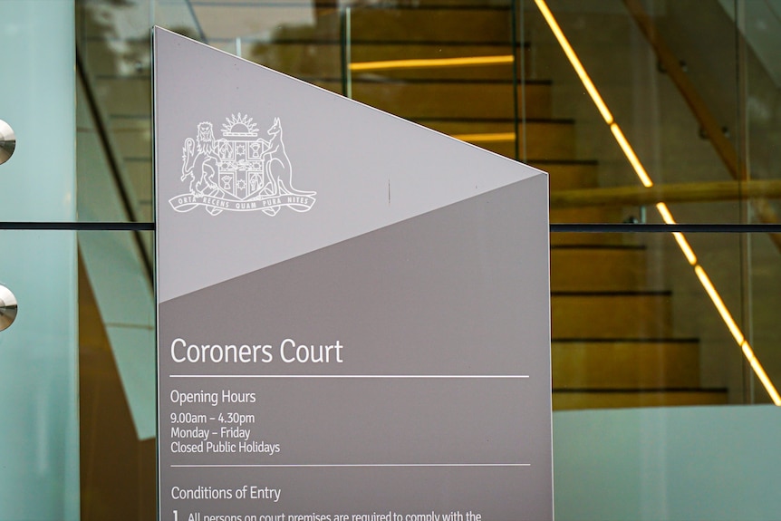 The coroners court sign at Lidcombe.