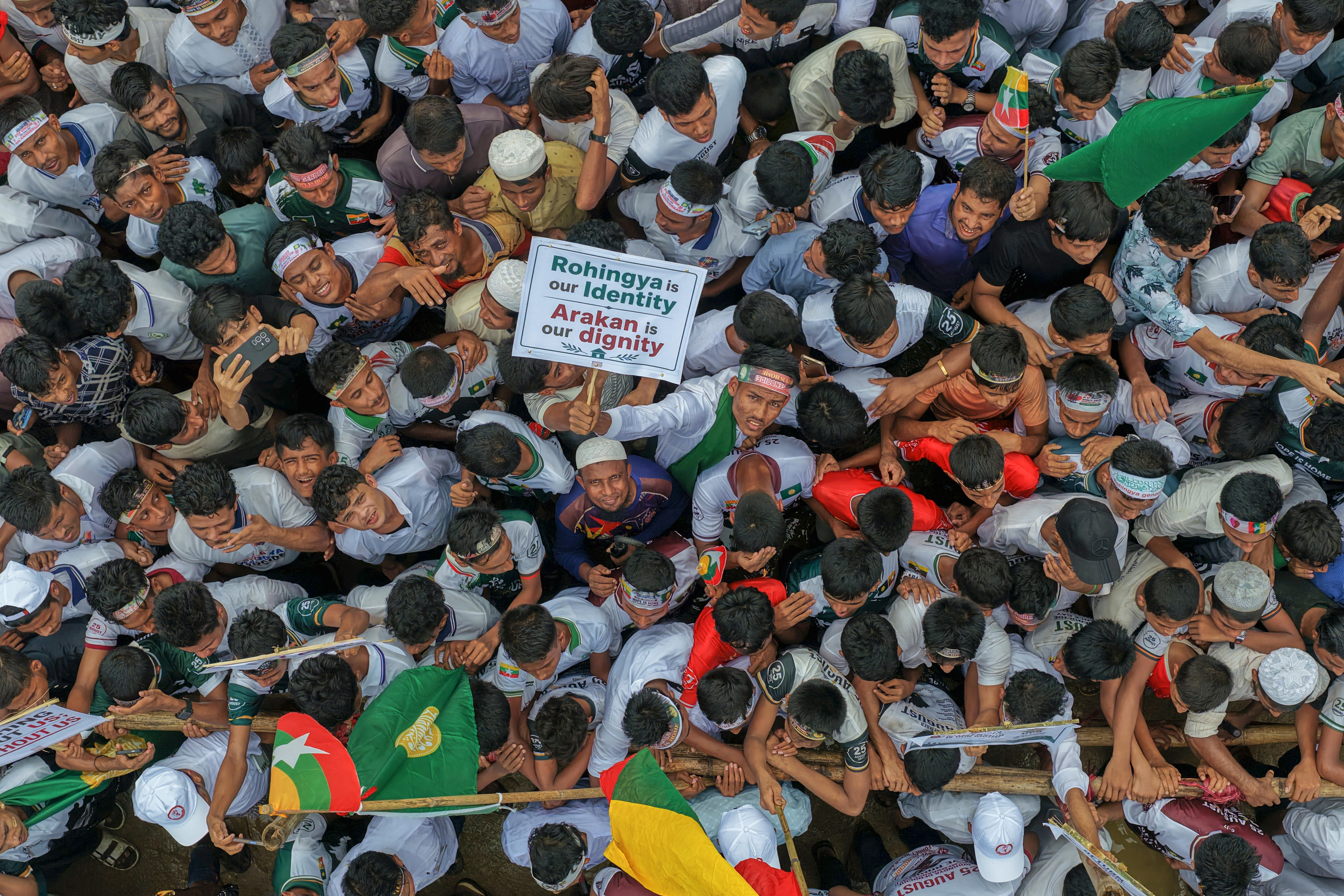 Thousands of Rohingya refugees protest camp conditions and plead to return home