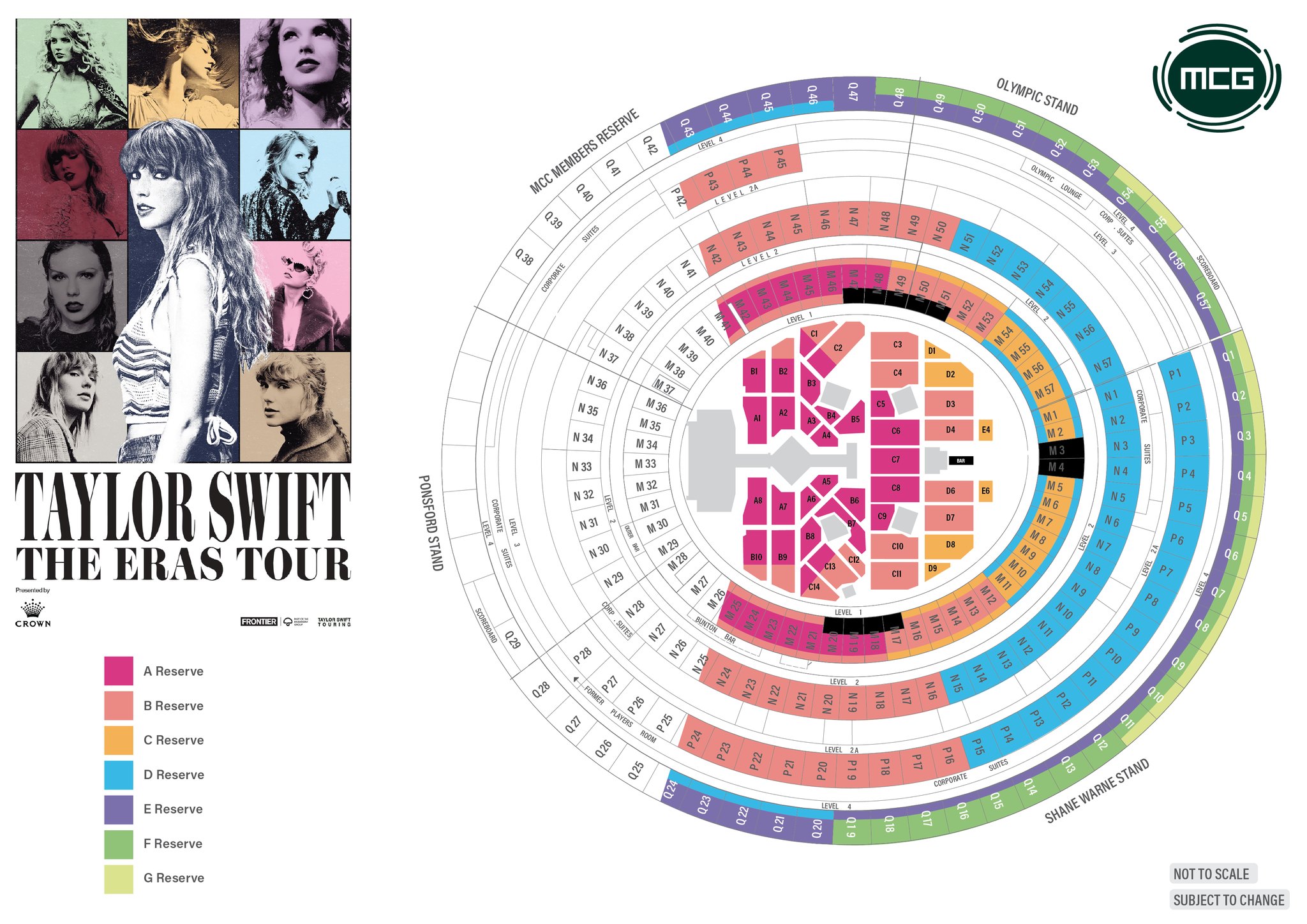 Melbourne seating map for Taylor Swift's Eras tour