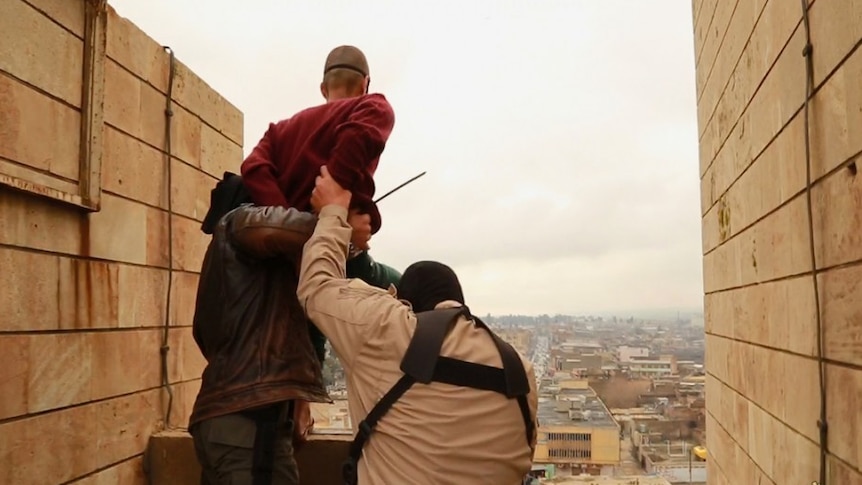 Photo released by Islamic State showing public executions described as carried out in Nineveh province, Iraq