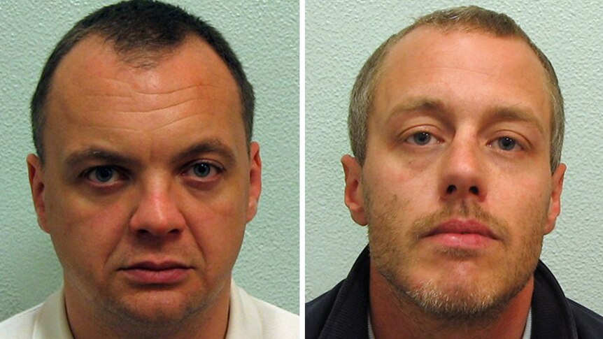 Gary Dobson (L) and David Norris (R), the two men accused of murdering black teenager Stephen Lawrence.