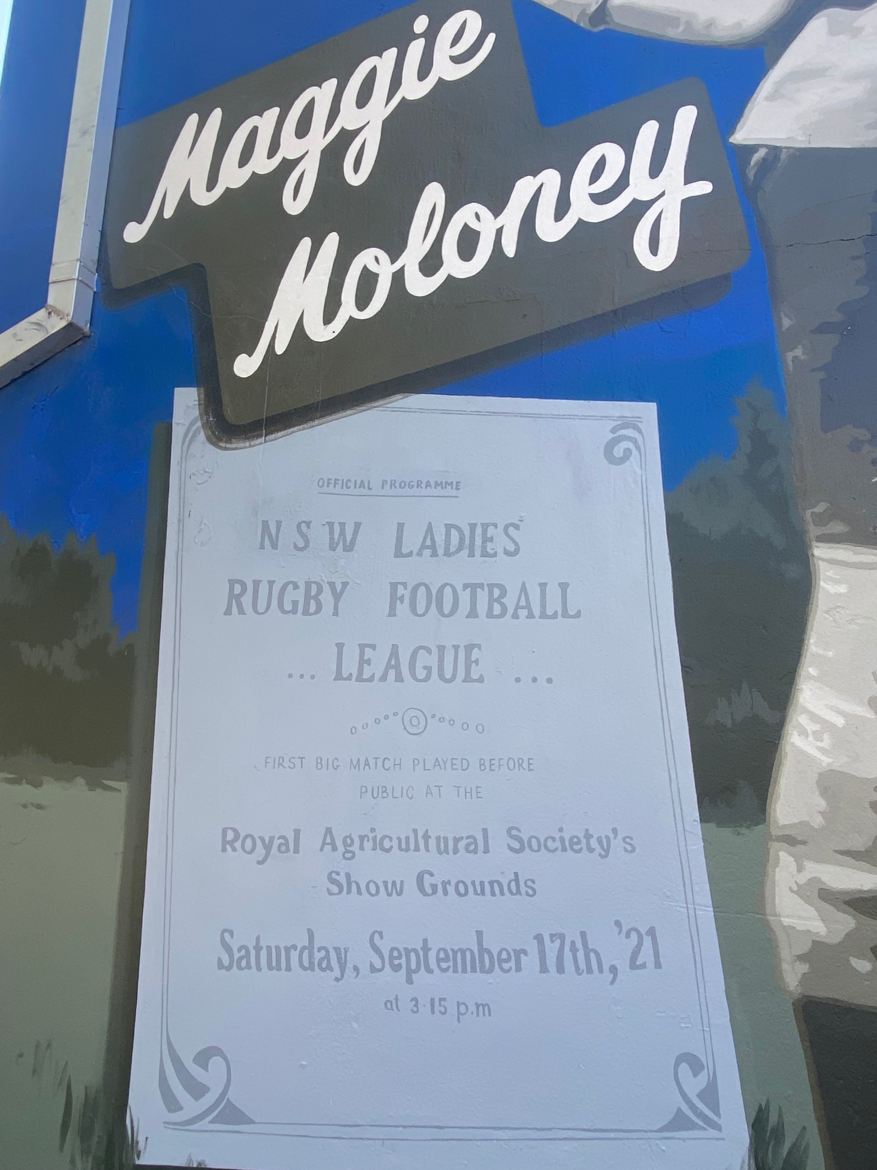 A mural celebrating a historic womens rugby league match