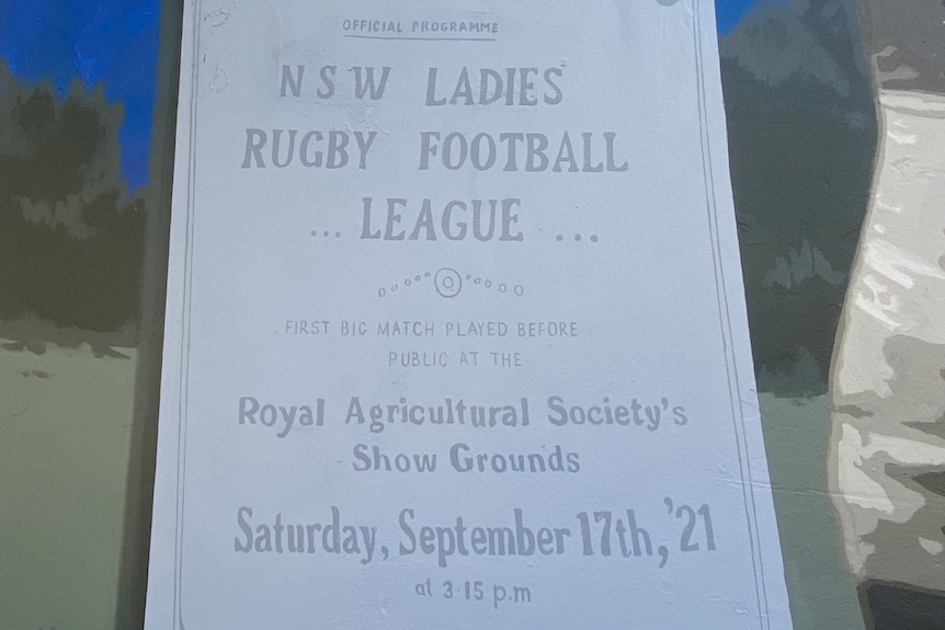 A mural celebrating a historic women's rugby league match