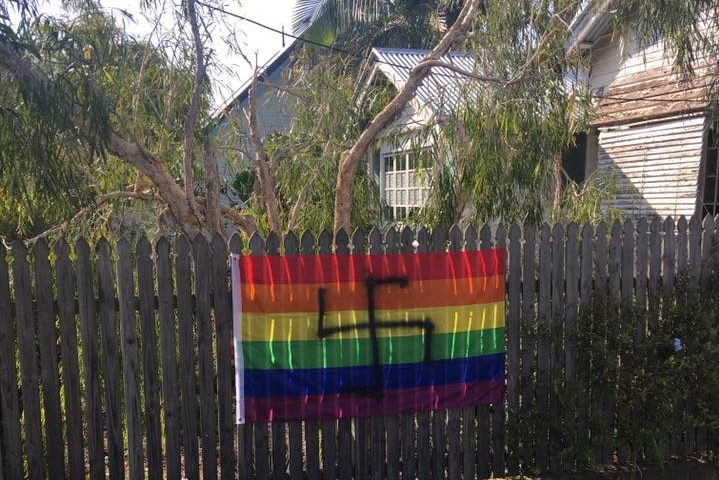 Swastikas were found painted on decorations in support of same-sex marriage at a Brisbane home on Sunday, September 24.