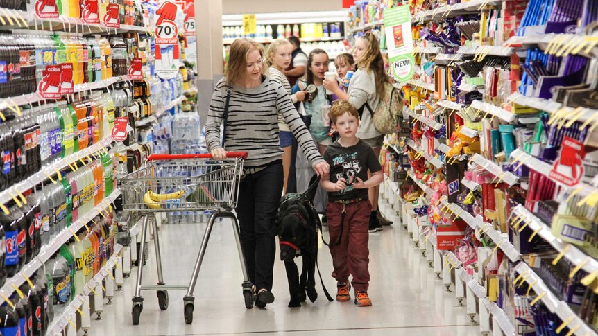 Teresa, Reilly and Jason doing the shopping.