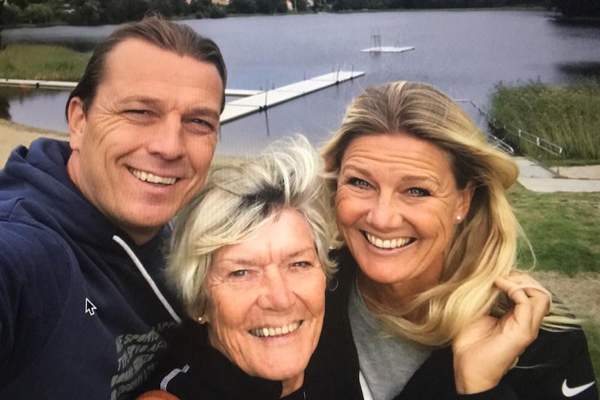 Tony Gustavsson with his mother and sister 