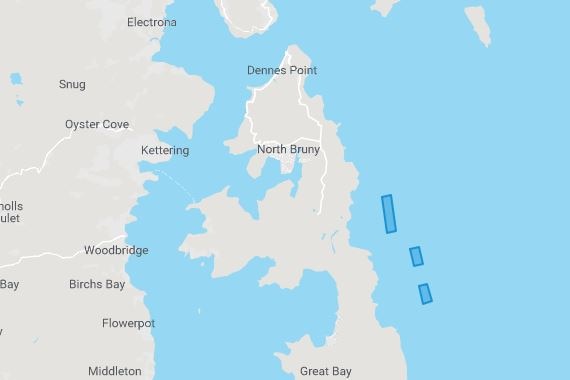 Map of Huon Aquaculture's Storm Bay lease