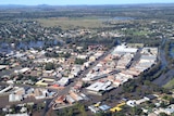 Flood waters inundate the town of Forbes, which has been split in three by a swollen Lachlan River.