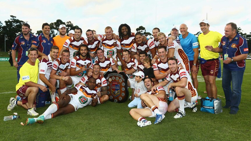 NSW Country poses with the shield after beating City 18-12 at Coffs Harbour.