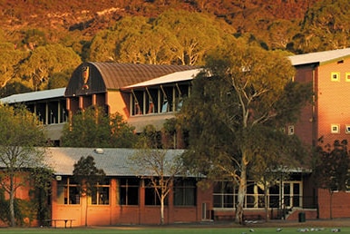 The exterior brick walls of Saint Ignatius' College in Athelstone