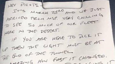 A handwritten letter from a Delta pilot.