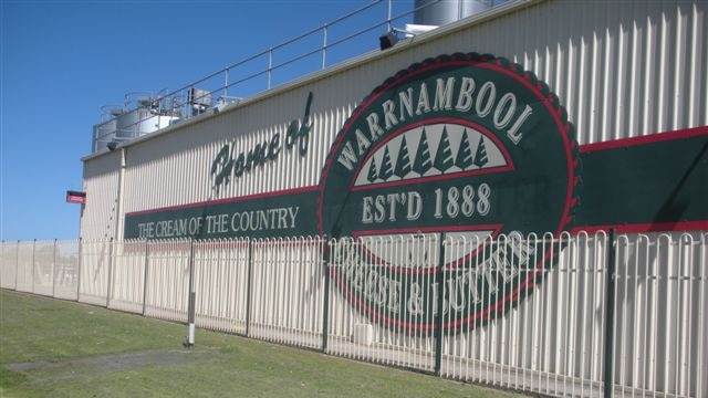 A sign for the Warrnambool Cheese and Butter Factory