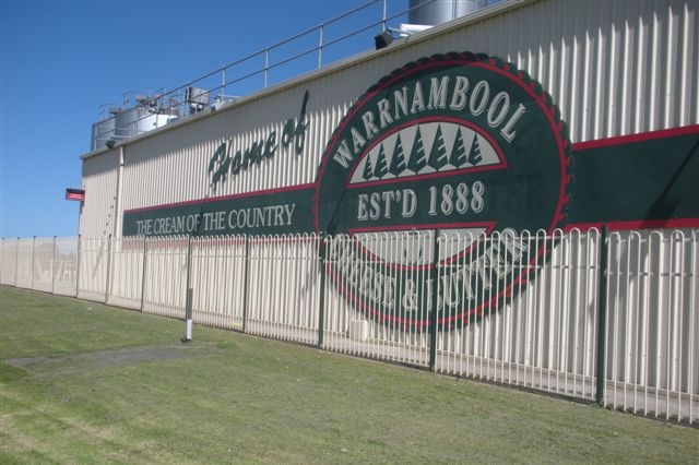 A sign for the Warrnambool Cheese and Butter Factory