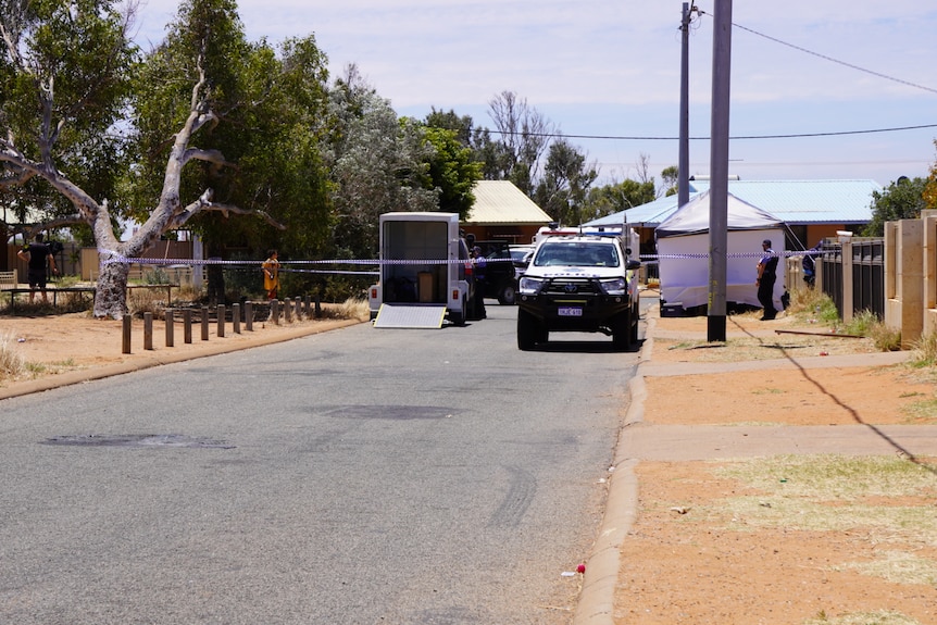 A crime scene established on a residential street