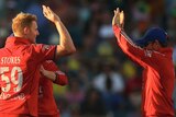 4647993England celebrate winning fourth ODI at the WACA