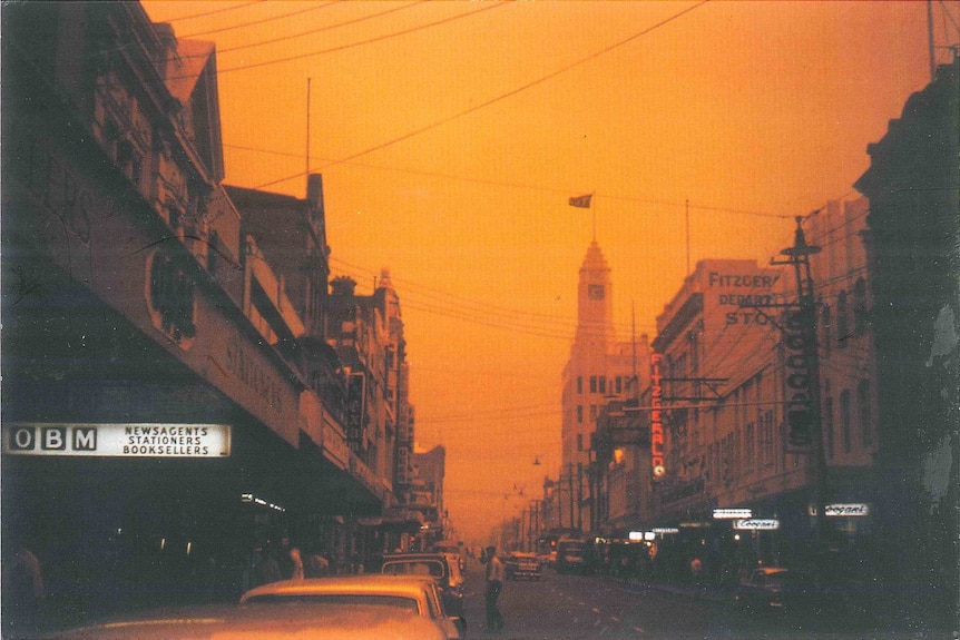 Hobart streetscape 1967 bushfires