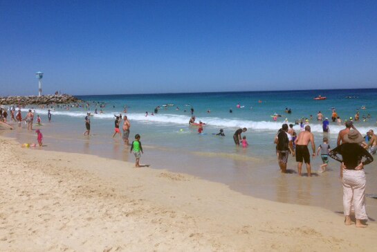A crowded Perth beach.