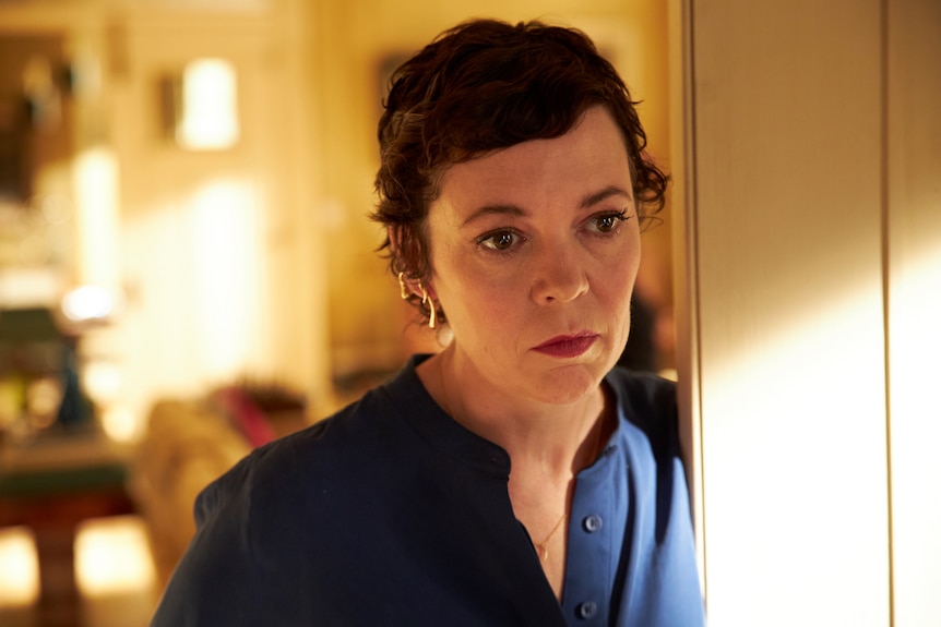 Olivia Colman looking worried in The Father