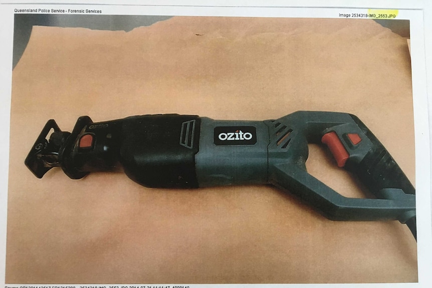 Photo of the power saw tendered as evidence in the murder trial of George Gerbic