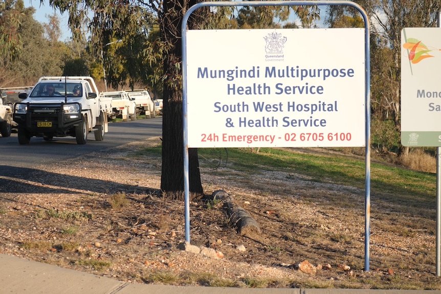 The signage outside Mungindi Hospital.